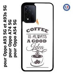 Coque pour Oppo A93 5G et Oppo A93s 5G Coffee is always a good idea - fond blanc