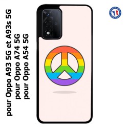 Coque pour Oppo A54 5G Peace and Love LGBT - couleur arc en ciel