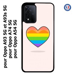 Coque pour Oppo A93 5G et Oppo A93s 5G Rainbow hearth LGBT - couleur arc en ciel Coeur LGBT