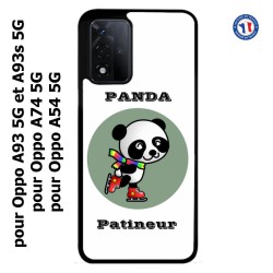 Coque pour Oppo A93 5G et Oppo A93s 5G Panda patineur patineuse - sport patinage