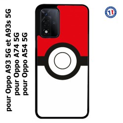 Coque pour Oppo A74 5G rond noir sur fond rouge et blanc