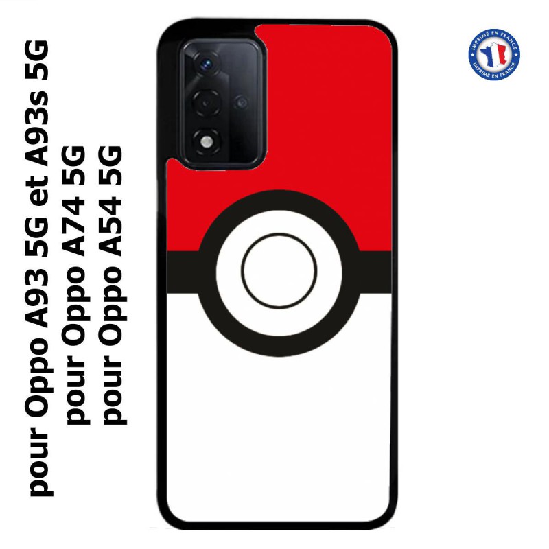 Coque pour Oppo A93 5G et Oppo A93s 5G rond noir sur fond rouge et blanc