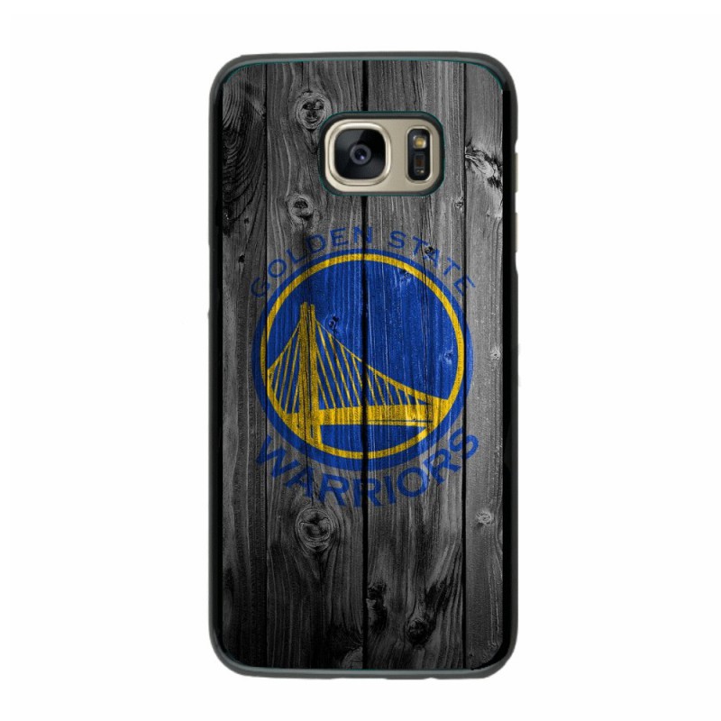 Coque noire pour Samsung S7 Edge Stephen Curry emblème Golden State Warriors Basket fond bois