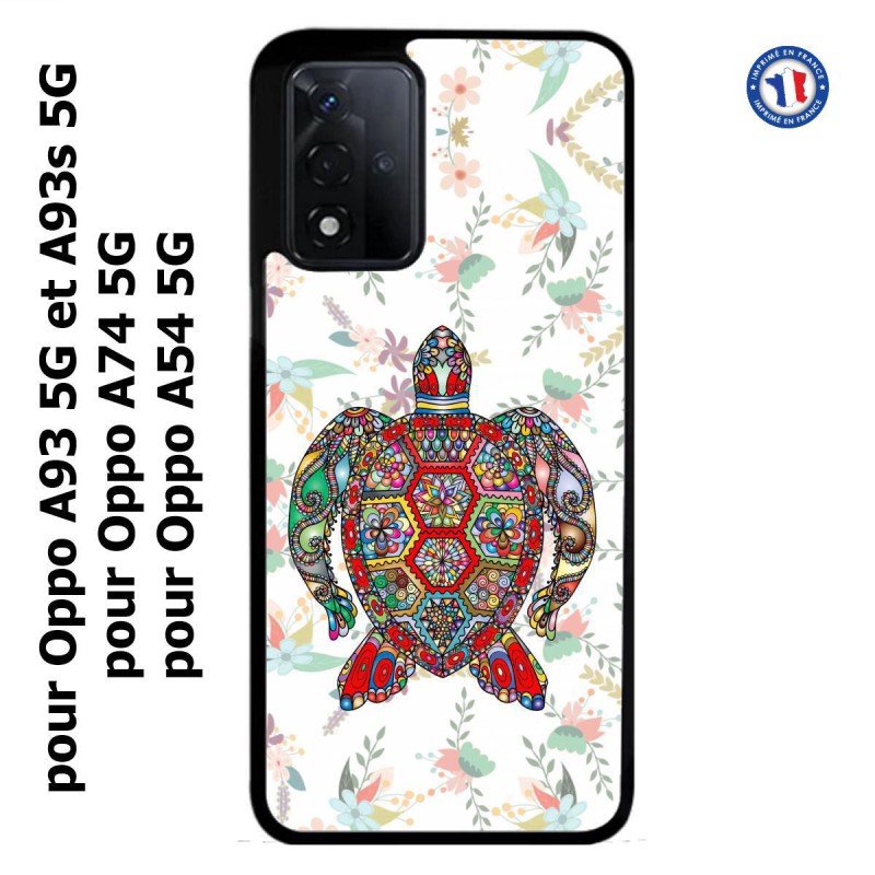 Coque pour Oppo A54 5G Tortue art floral