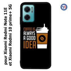 Coque pour Xiaomi Redmi Note 11E Coffee is always a good idea - fond noir