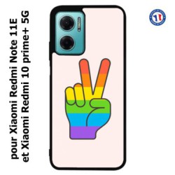 Coque pour Xiaomi Redmi Note 11E Rainbow Peace LGBT - couleur arc en ciel Main Victoire Paix LGBT