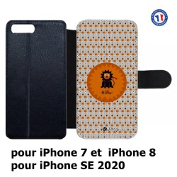 Etui cuir pour iPhone 7/8 et iPhone SE 2020 Petits Grains - Le lion fait ROOARrrr