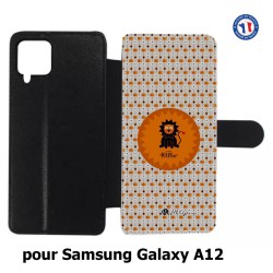 Etui cuir pour Samsung Galaxy A12 Petits Grains - Le lion fait ROOARrrr