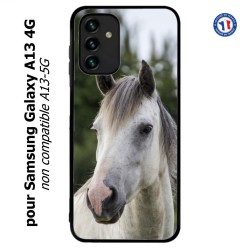 Coque pour Samsung Galaxy A13 4G et A13 4G lite Coque cheval blanc - tête de cheval
