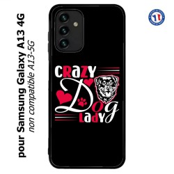 Coque pour Samsung Galaxy A13 4G et A13 4G lite Crazy Dog Lady - Chien