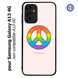 Coque pour Samsung Galaxy A13 4G et A13 4G lite Peace and Love LGBT - couleur arc en ciel