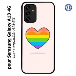Coque pour Samsung Galaxy A13 4G et A13 4G lite Rainbow hearth LGBT - couleur arc en ciel Coeur LGBT
