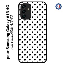 Coque pour Samsung Galaxy A13 4G et A13 4G lite motif géométrique pattern noir et blanc - ronds noirs