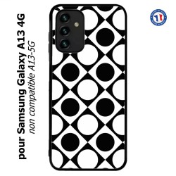 Coque pour Samsung Galaxy A13 4G et A13 4G lite motif géométrique pattern noir et blanc - ronds et carrés