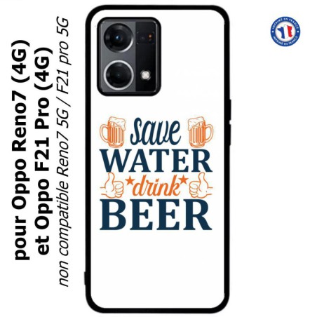 Coque pour Oppo Reno7 4G ou F21 pro 4G Save Water Drink Beer Humour Bière