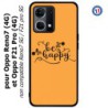 Coque pour Oppo Reno7 4G ou F21 pro 4G Be Happy sur fond orange - Soyez heureux - Sois heureuse - citation