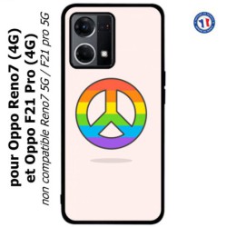 Coque pour Oppo Reno7 4G ou F21 pro 4G Peace and Love LGBT - couleur arc en ciel