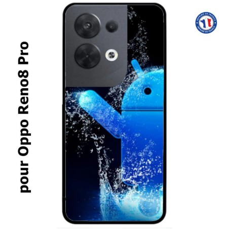 Coque pour Oppo Reno8 Pro Bugdroid petit robot android bleu dans l'eau
