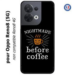Coque pour Oppo Reno8 (5G) Nightmare before Coffee - coque café