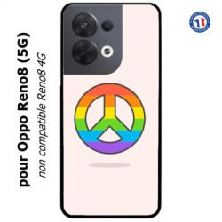 Coque pour Oppo Reno8 (5G) Peace and Love LGBT - couleur arc en ciel