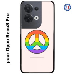 Coque pour Oppo Reno8 Pro Peace and Love LGBT - couleur arc en ciel