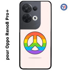 Coque pour Oppo Reno8 Pro PLUS Peace and Love LGBT - couleur arc en ciel