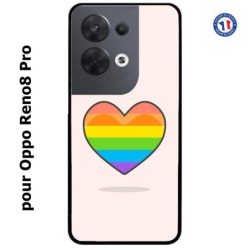 Coque pour Oppo Reno8 Pro Rainbow hearth LGBT - couleur arc en ciel Coeur LGBT