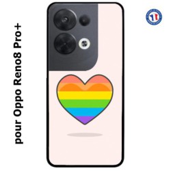 Coque pour Oppo Reno8 Pro PLUS Rainbow hearth LGBT - couleur arc en ciel Coeur LGBT