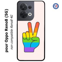 Coque pour Oppo Reno8 (5G) Rainbow Peace LGBT - couleur arc en ciel Main Victoire Paix LGBT