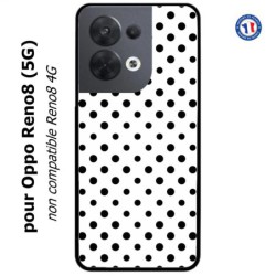 Coque pour Oppo Reno8 (5G) motif géométrique pattern noir et blanc - ronds noirs