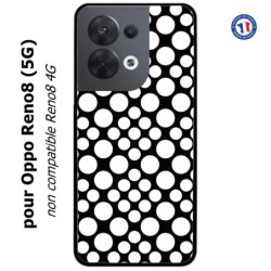 Coque pour Oppo Reno8 (5G) motif géométrique pattern N et B ronds blancs sur noir