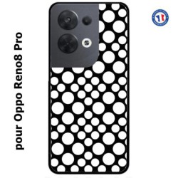 Coque pour Oppo Reno8 Pro motif géométrique pattern N et B ronds blancs sur noir