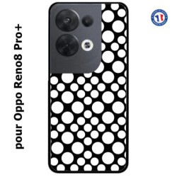 Coque pour Oppo Reno8 Pro PLUS motif géométrique pattern N et B ronds blancs sur noir