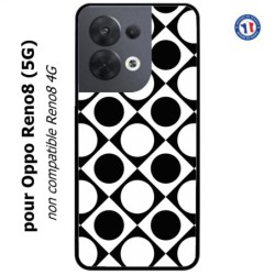 Coque pour Oppo Reno8 (5G) motif géométrique pattern noir et blanc - ronds et carrés
