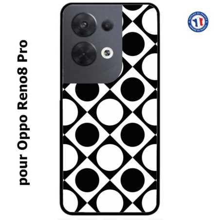 Coque pour Oppo Reno8 Pro motif géométrique pattern noir et blanc - ronds et carrés