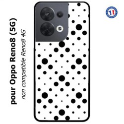 Coque pour Oppo Reno8 (5G) motif géométrique pattern noir et blanc - ronds noirs sur fond blanc