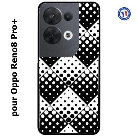 Coque pour Oppo Reno8 Pro PLUS motif géométrique pattern noir et blanc - ronds carrés noirs blancs