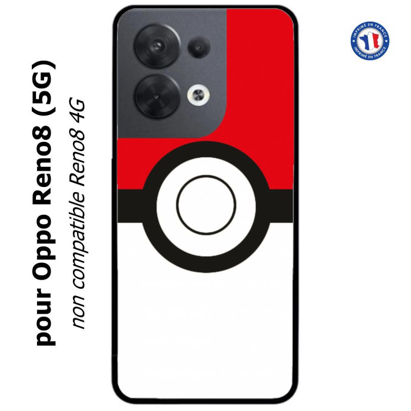 Coque pour Oppo Reno8 (5G) rond noir sur fond rouge et blanc