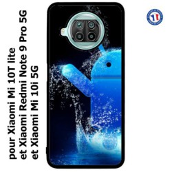 Coque pour Xiaomi Mi 10T lite Bugdroid petit robot android bleu dans l'eau