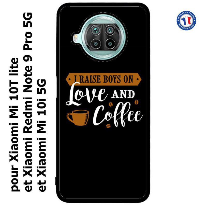 Coque pour Xiaomi Redmi Note 9 pro 5G I raise boys on Love and Coffee - coque café
