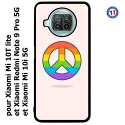Coque pour Xiaomi Mi 10T lite Peace and Love LGBT - couleur arc en ciel
