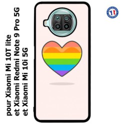 Coque pour Xiaomi Mi 10i 5G Rainbow hearth LGBT - couleur arc en ciel Coeur LGBT