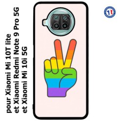 Coque pour Xiaomi Mi 10i 5G Rainbow Peace LGBT - couleur arc en ciel Main Victoire Paix LGBT