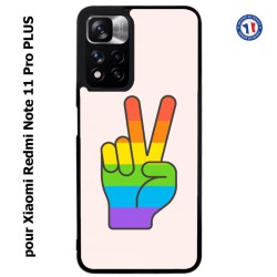 Coque pour Xiaomi Redmi Note 11 PRO PLUS Rainbow Peace LGBT - couleur arc en ciel Main Victoire Paix LGBT