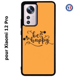 Coque pour Xiaomi 12 Pro Be Happy sur fond orange - Soyez heureux - Sois heureuse - citation