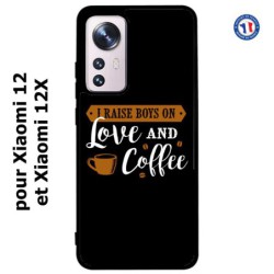 Coque pour Xiaomi 12 et Xiaomi 12X I raise boys on Love and Coffee - coque café