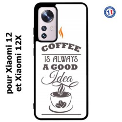 Coque pour Xiaomi 12 et Xiaomi 12X Coffee is always a good idea - fond blanc