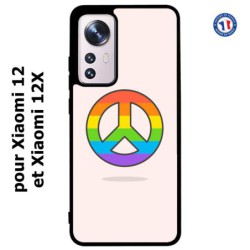 Coque pour Xiaomi 12 et Xiaomi 12X Peace and Love LGBT - couleur arc en ciel