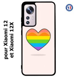Coque pour Xiaomi 12 et Xiaomi 12X Rainbow hearth LGBT - couleur arc en ciel Coeur LGBT