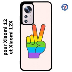 Coque pour Xiaomi 12 et Xiaomi 12X Rainbow Peace LGBT - couleur arc en ciel Main Victoire Paix LGBT